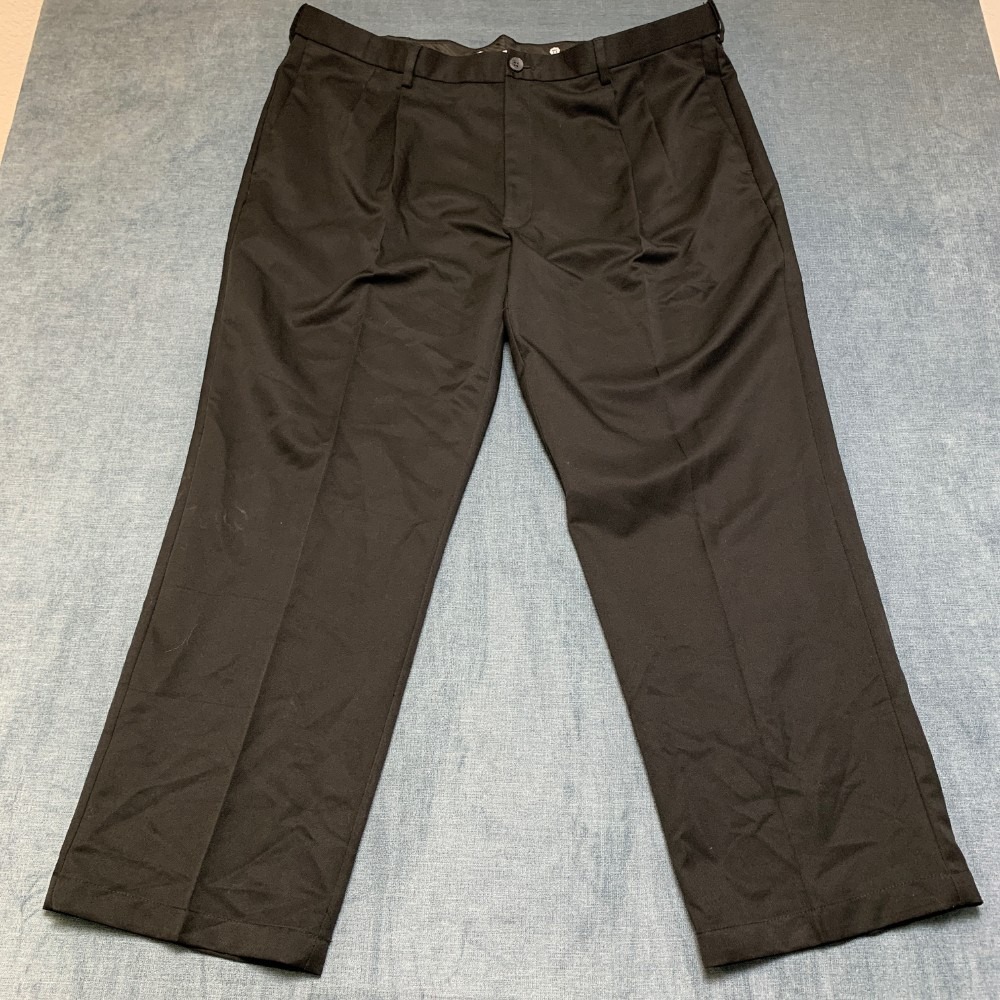 Haggar Clothing Cool 18 Dress Pants Mens 44x30 Black Formal Business Classic Fit